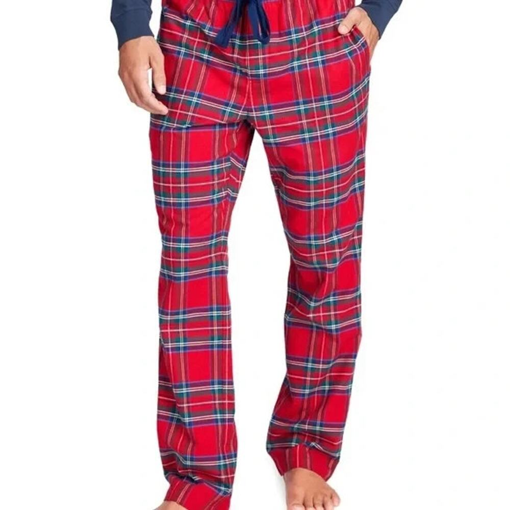 Vineyard Vines Jolly cotton Christmas Lounge pajama Pants Red plaid L A001541 - Picture 1 of 6